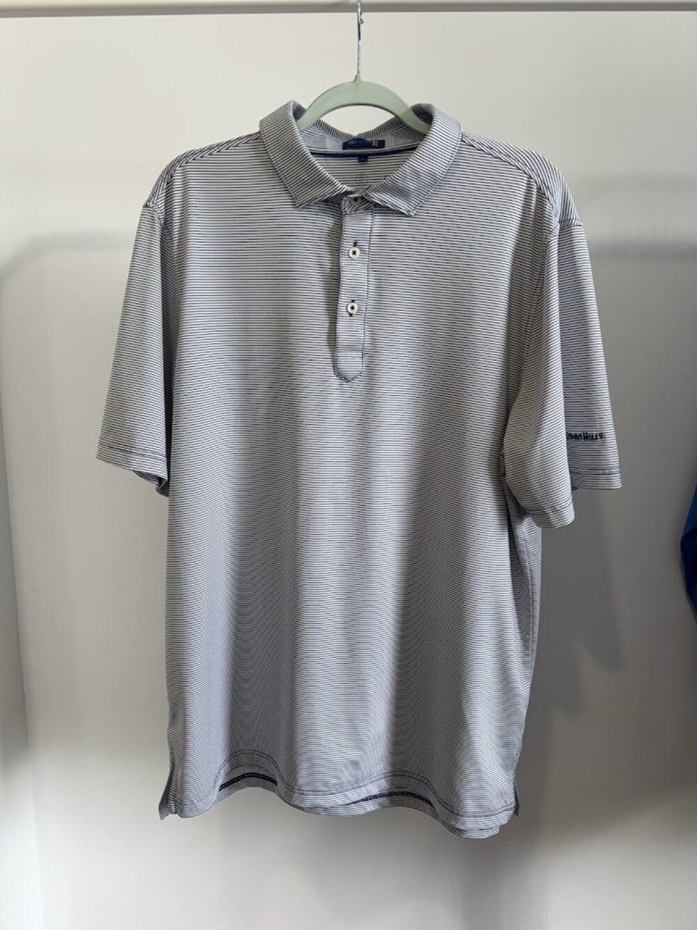 Stitch Golf Polo Men's Large Blue Stripe Indian Hill KC Club Logo